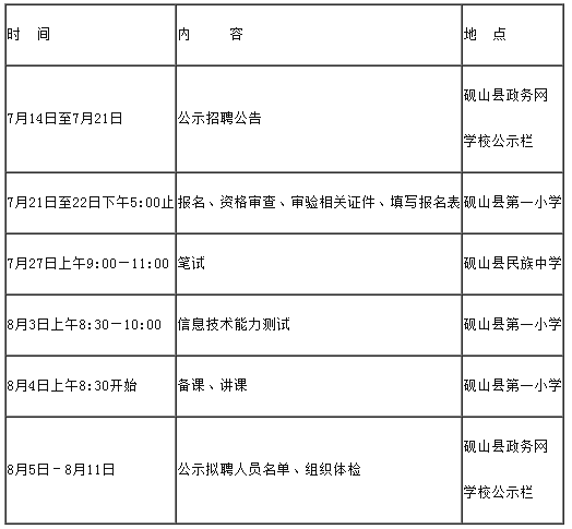 工作日程表