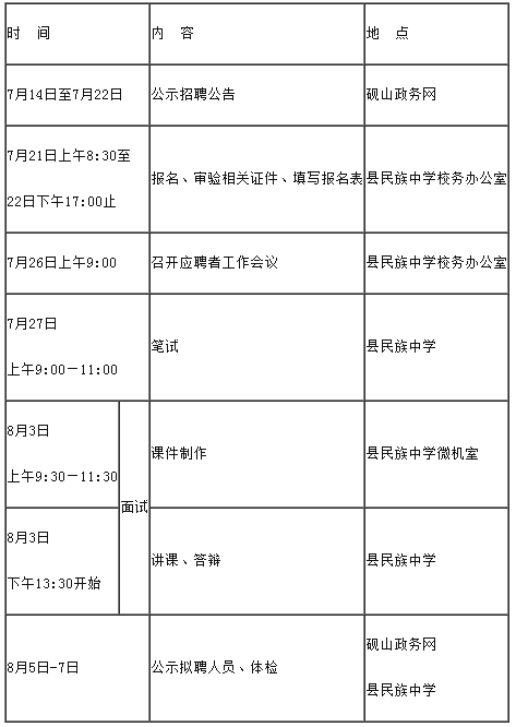 招聘日程安排